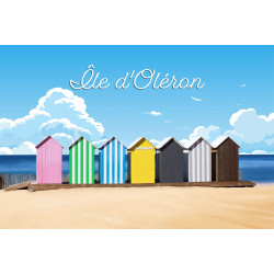 Tableau mural illustration Cabanes Colorées