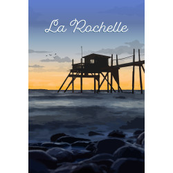 Tableau mural illustration Cabane Pêche