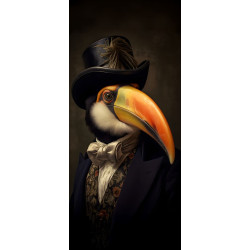 Tableau sur verre synthétique toucan humain 65x145 cm