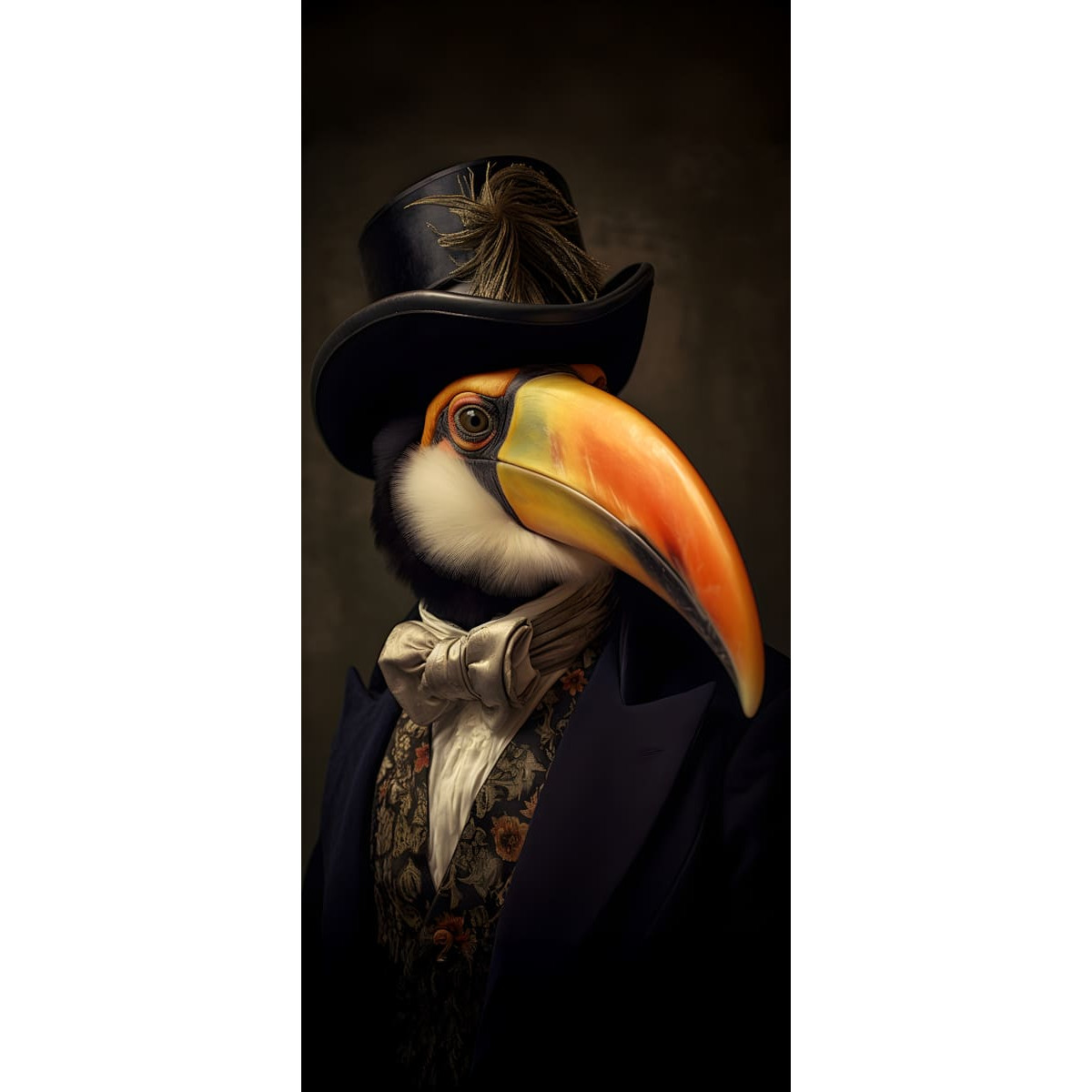 Tableau sur verre synthétique toucan humain 65x145 cm