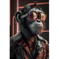 Tableau sur Singe stylé avec lunettes 80x120 cm