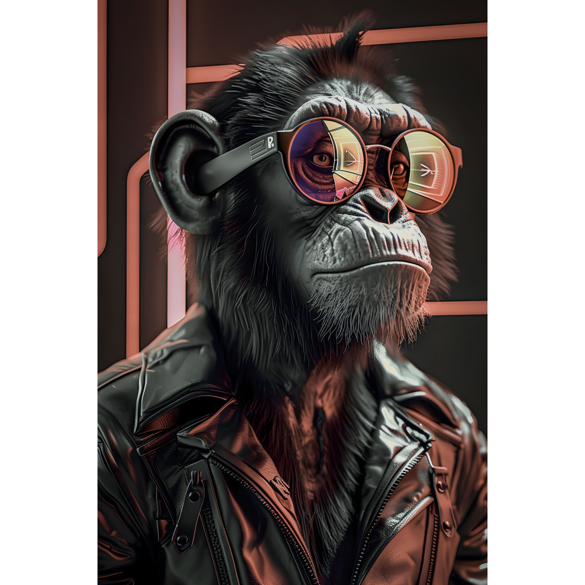 Tableau sur Singe stylé avec lunettes 80x120 cm