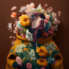 Tableau mural portrait canin fleuri