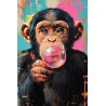 Tableau mural chimpanzé à la bulle de chewing-gum