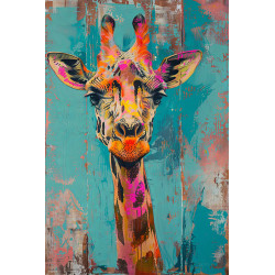 Tableau mural girafe colorée