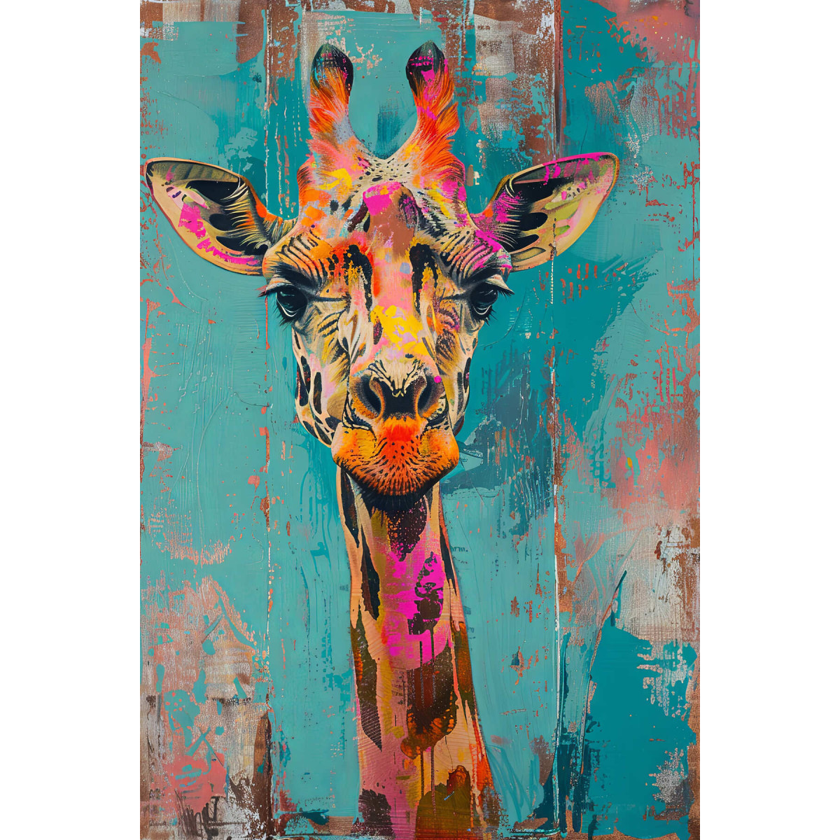 Tableau mural girafe colorée Tableau mural girafe colorée
