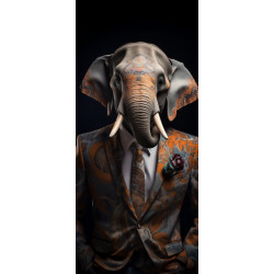 Tableau sur verre synthétique éléphant humain 65x145 cm