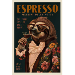 Tableau mural encadré paresseux Martini Espresso 65x97 cm