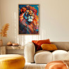 Tableau mural encadré lion géométrique coloré 65x97 cm ambiance