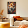 Tableau mural encadré loup mosaïque coloré 65x97 cm ambiance