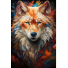 Tableau mural encadré loup mosaïque coloré 65x97 cm