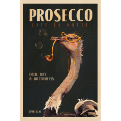 Tableau mural encadré autruche Prosecco Café la Notte 65x97 cm