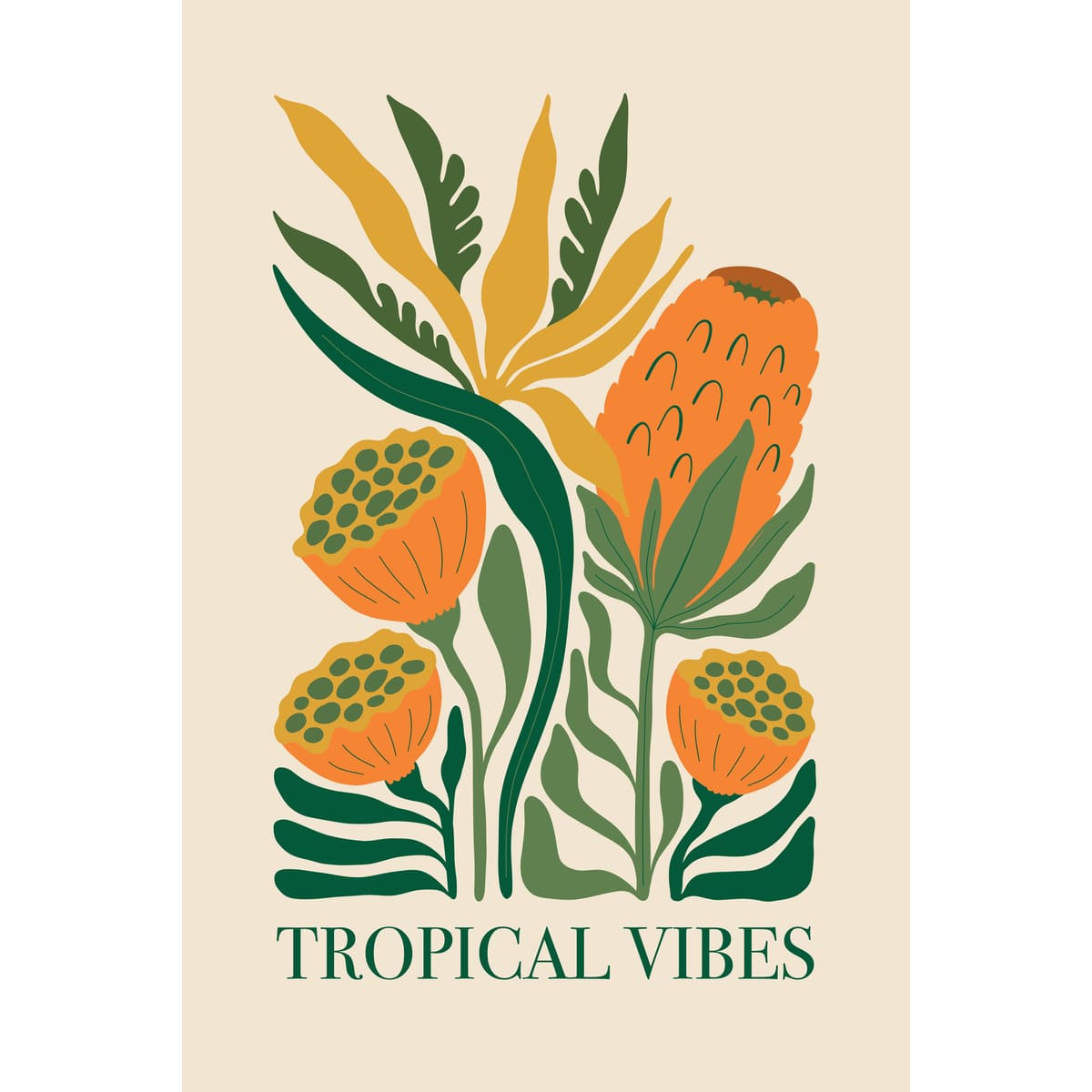 Tableau mural encadré Tropical Vibes 65x97 cm