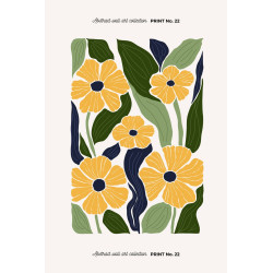 Tableau mural encadré print No. 22 fleurs stylisées 65x97 cm
