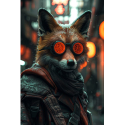 Tableau mural Renard futuriste avec lunettes