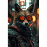 Tableau mural Renard futuriste avec lunettes