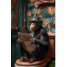 Tableau mural Singe lecteur de journal aux toilettes