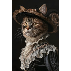 Tableau mural Chat victorien avec chapeau