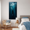Tableau sur verre synthétique plongeur sous-marin 65x145 cm ambiance