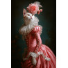 Tableau mural Chat en robe rose style rococo