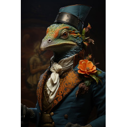 Tableau mural Lézard dandy en costume