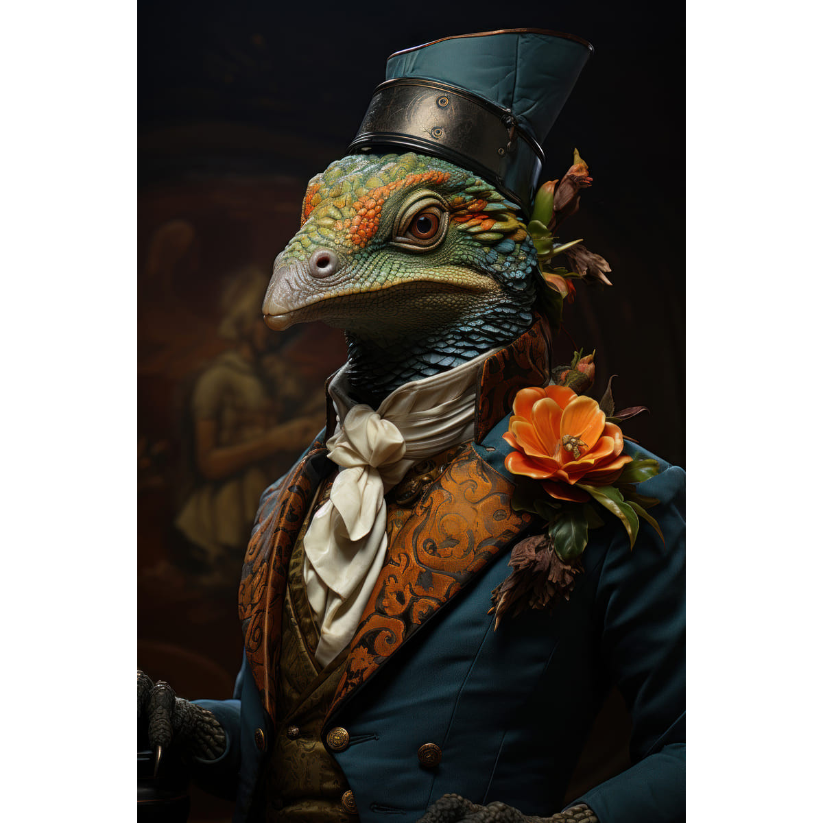 Tableau mural Lézard dandy en costume