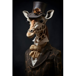 Tableau mural Girafe élégante avec chapeau haut-de-forme
