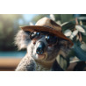Tableau mural Koala chic avec chapeau