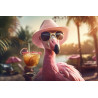 Tableau mural Flamant rose chic avec cocktail