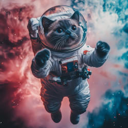 Tableau mural Chat astronaute