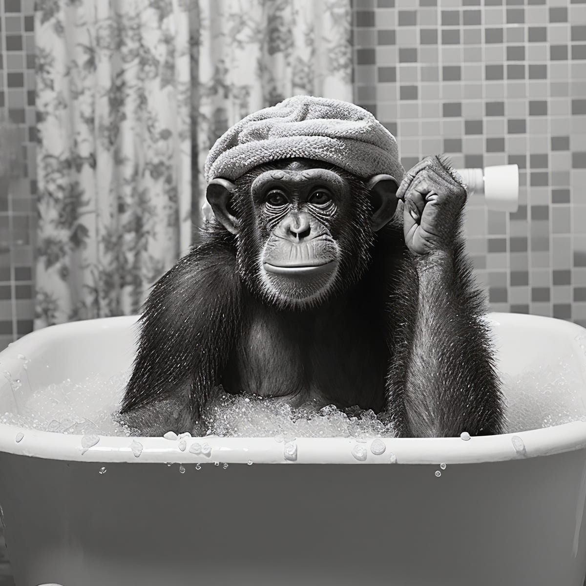 Tableau mural Chimpanzé dans le bain Tableau mural Chimpanzé dans le bain