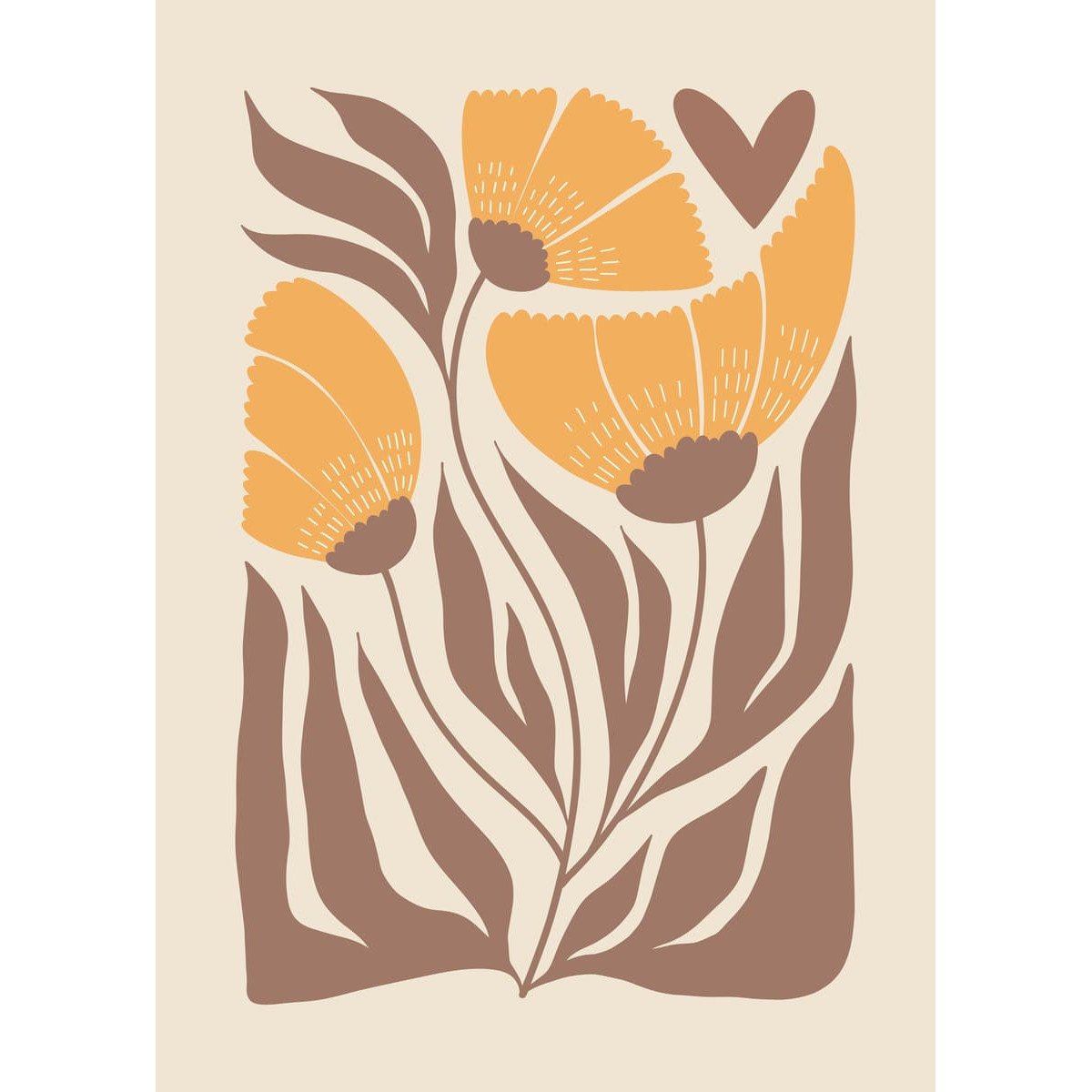 Tableau mural fleurs sauvages stylisées Tableau mural fleurs sauvages stylisées