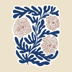 Tableau mural branches coralliennes abstraites