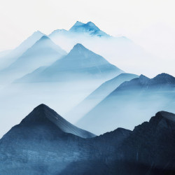 Tableau mural montagnes brumeuses