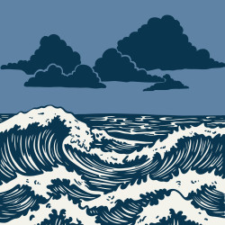 Tableau mural vagues stylisées