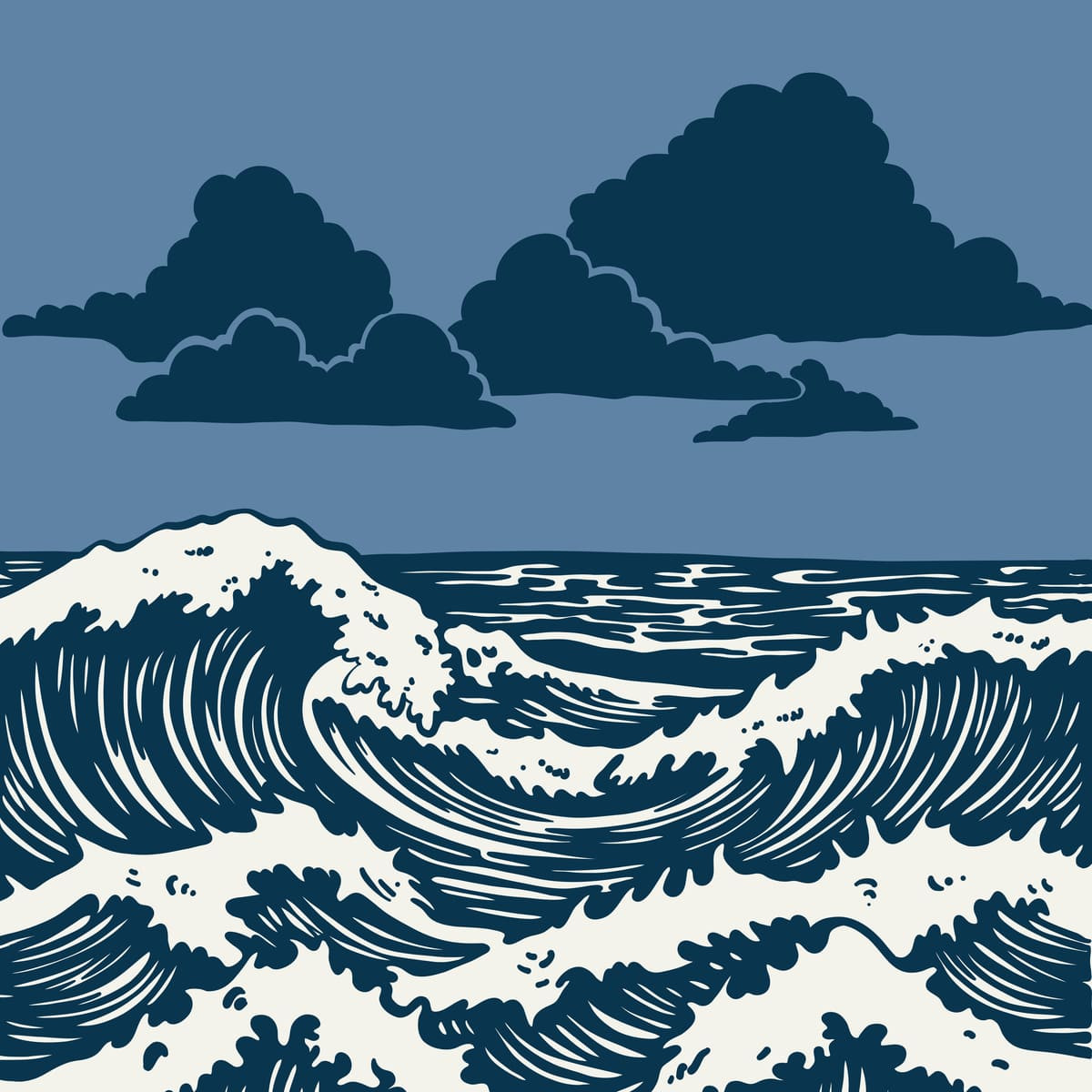 Tableau mural vagues stylisées Tableau mural vagues stylisées