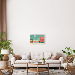 Tableau mural piscine rétro ambiance