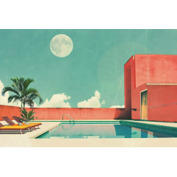 Tableau mural piscine rétro