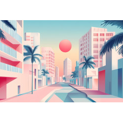 Tableau mural ville pastel