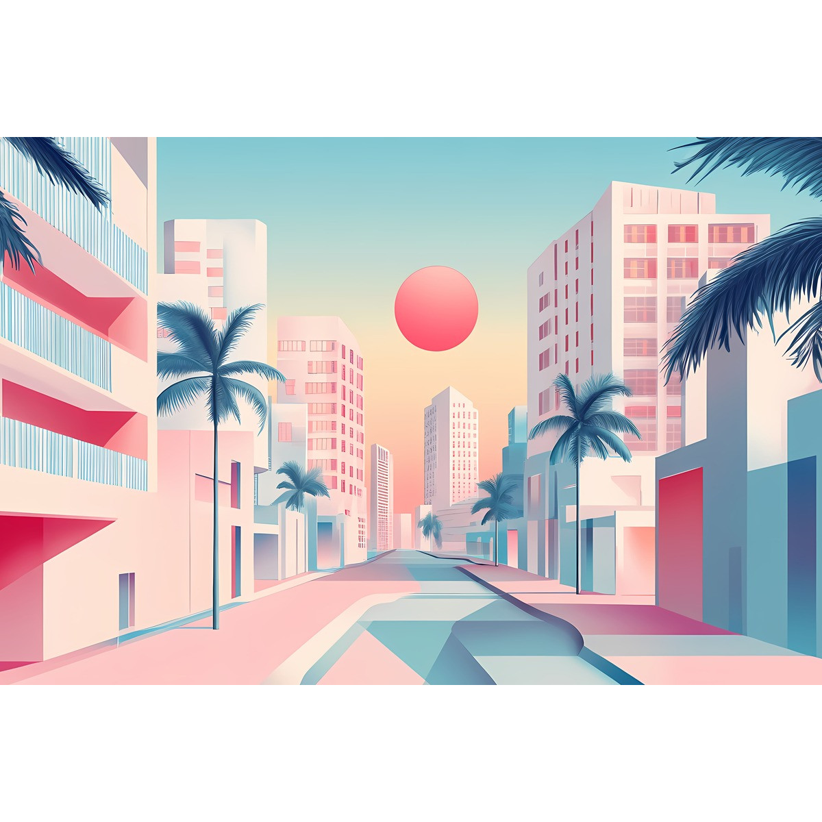 Tableau mural ville pastel Tableau mural ville pastel