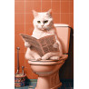 Tableau Mural chat lisant un journal sur les toilettes