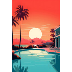Tableau mural coucher de soleil tropical