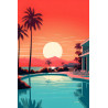 Tableau mural coucher de soleil tropical
