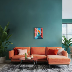 Tableau mural architecture géométrique colorée ambiance