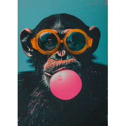 Tableau mural portrait chimpanzé pop art