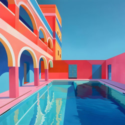Tableau mural architecture colorée