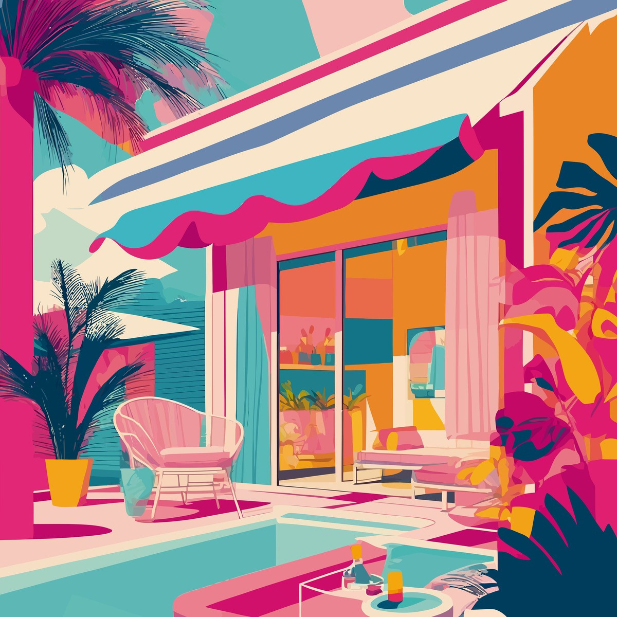 Tableau mural architecture tropicale Tableau mural architecture tropicale