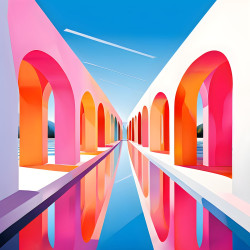 Tableau mural architecture abstraite colorée