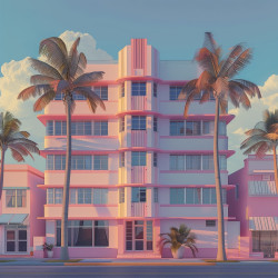 Tableau mural bâtiment Art Déco tropical