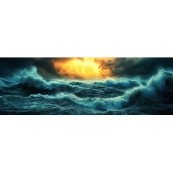 Tableau sur toile tempête marine 30x97 cm